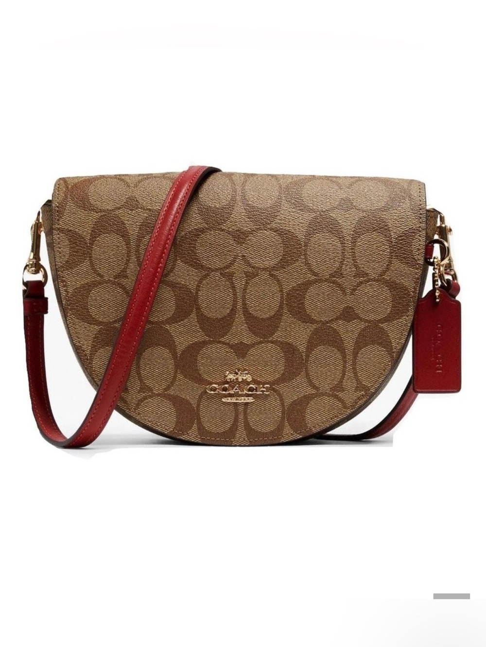 Coach Ellen Brown Signature Canvas Crescent Crossbody NWOT